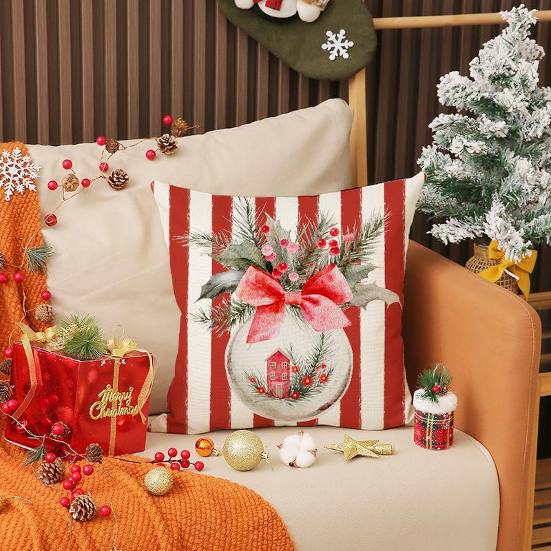 New Christmas Pillow Red Stripe Print Combination Set Pillow Case Indoor Atmosphere Decoration Sofa Cushion