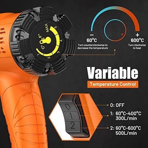 SEEKONE 2000W Professional Heat Gun - Adjustable Temperature - Air Flow - Overload Protection