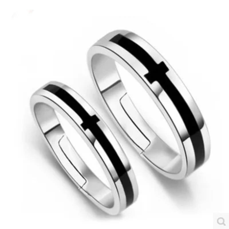Fashion Exquisite Silver Color Pair Rings for Women Men Adjustable Couple Engagement Wedding Gift Jewelry Accessoires
