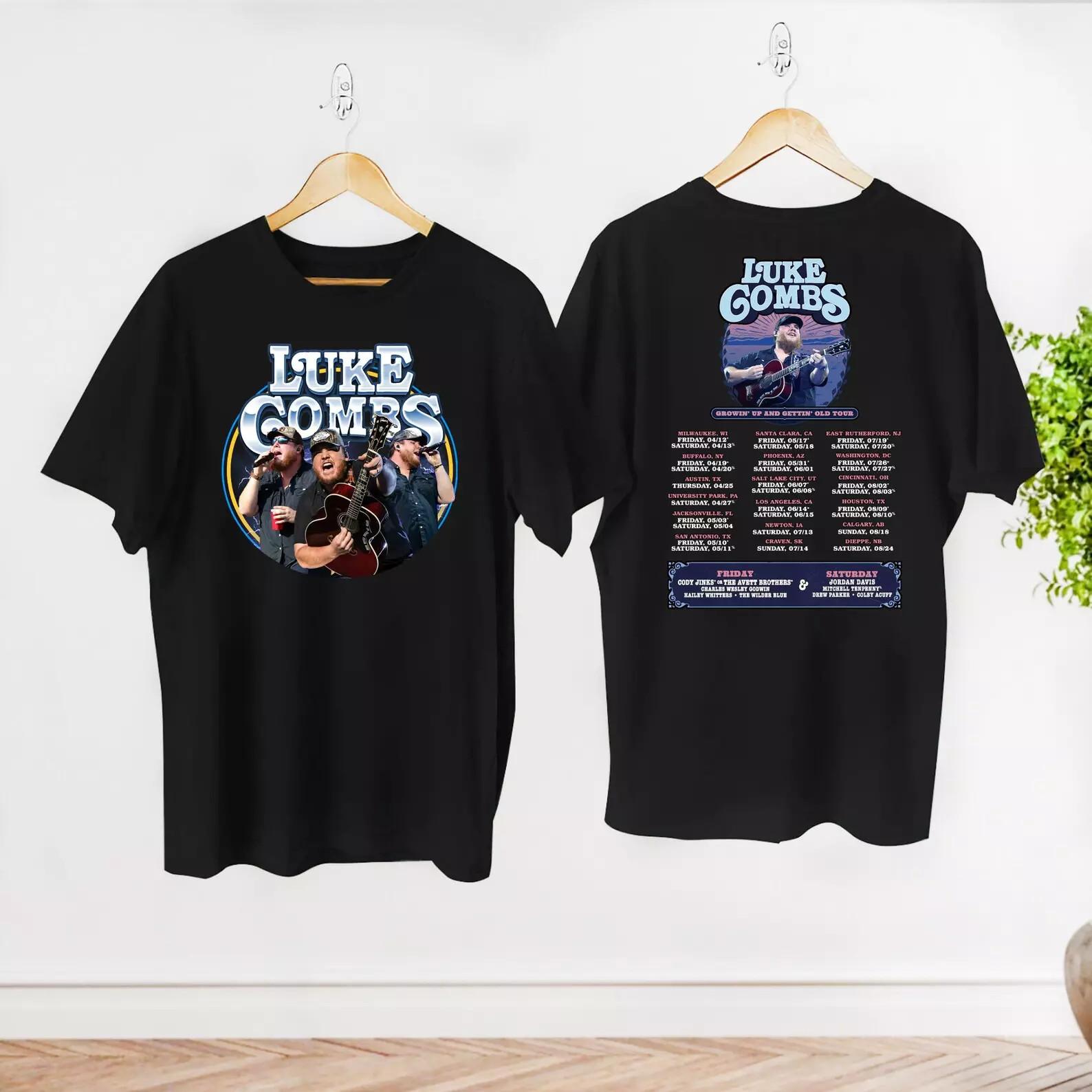 Luke Combs Shirt, Luke Combs Growing Up and Getting Old 2024 Tour T-Shirt Mens Womens Tees Top 4XL