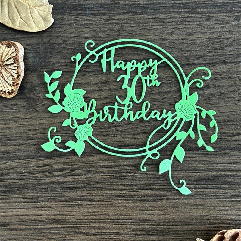 Happy Birthday Die Cut Stencils Birthday Wreath Carbon Steel Cutting Die Scrapbooking Embossing Tool for Card Making
