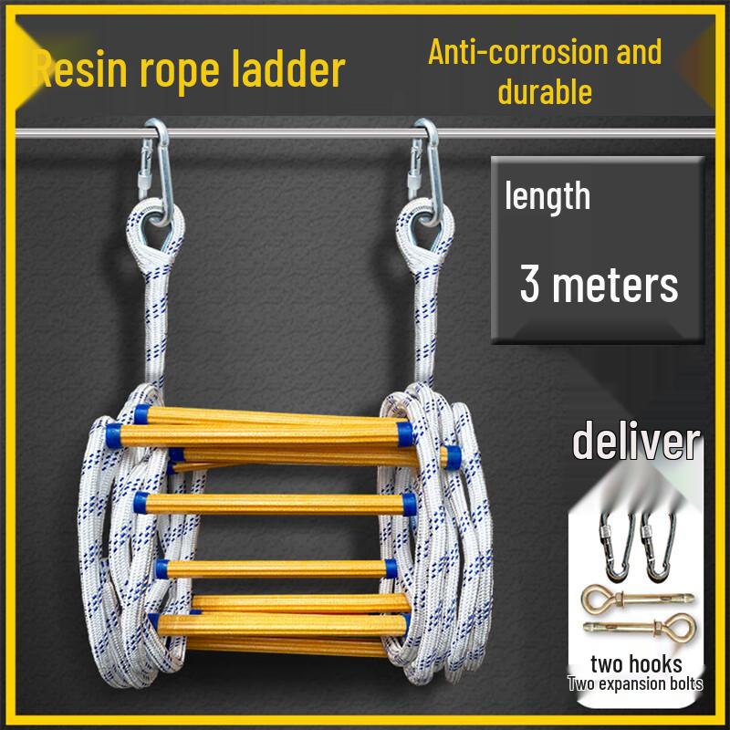 Emergency Escape Rope Ladder with Hooks