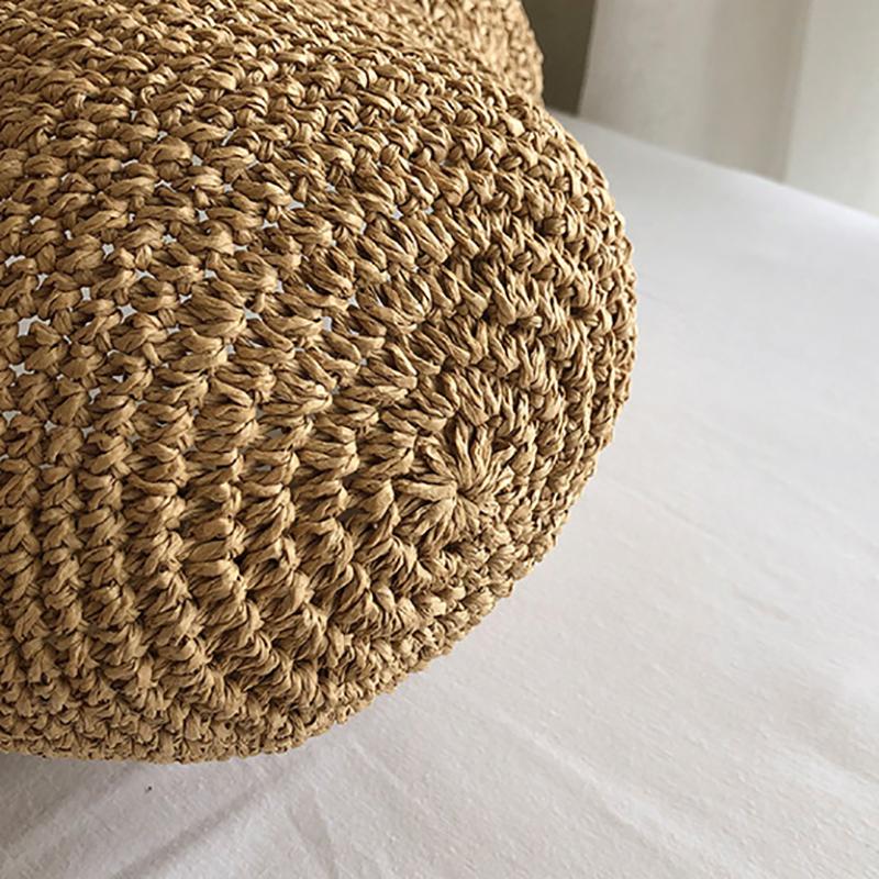Bow Sun Hat Wide Brim Floppy Summer Hats For Women Beach Panama Straw Dome Bucket Hat Shade Hat