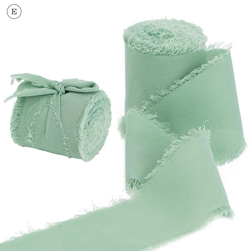 Roztřepená lemovaná vrásčitá šifonová hedvábná stuha Ručně vyrobená roztrhaná svatební kytice