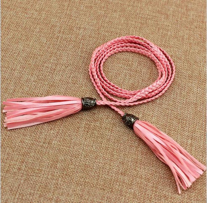 Cintura bohémien da donna intrecciata con nappe, catena per vita decorata con nodo intrecciato, corda per vita da donna alla moda