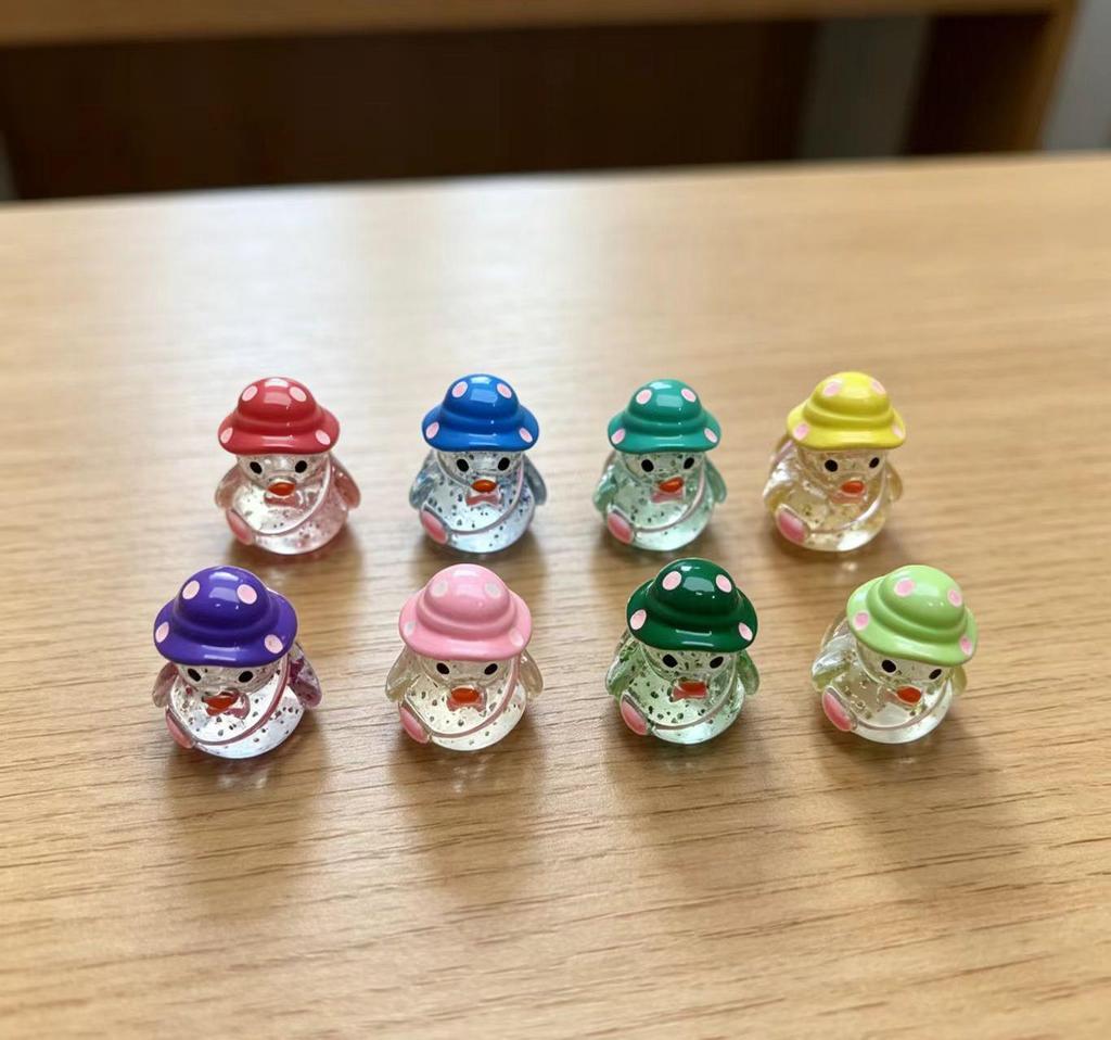Multicolor Luminous Duck Resin Simulation with Hat - DIY Car Ornament, Hair Tie & Clip Decoration