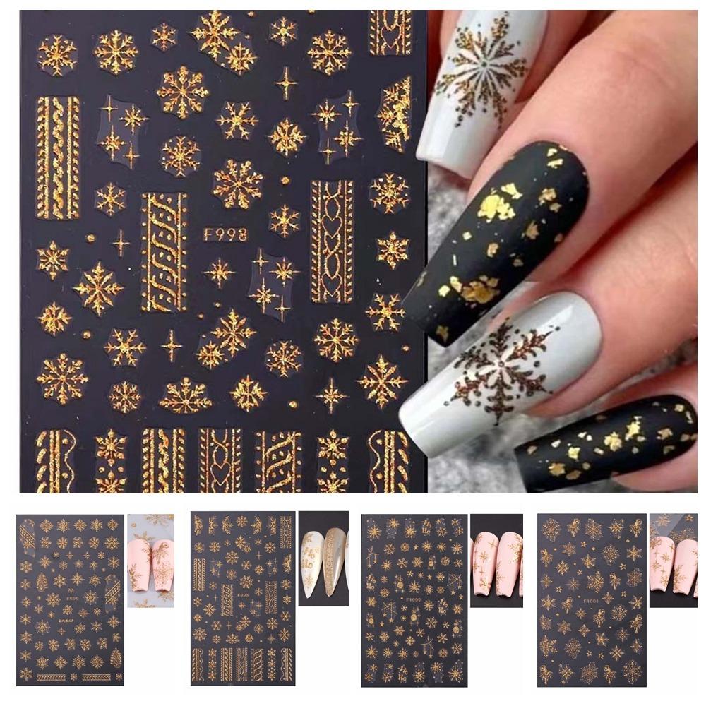 DIY Nail Charms Christmas Bronzing Nail Decals Christmas Snowflake Nail Decorations  Girls