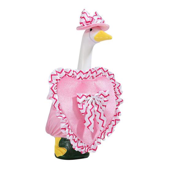 

Valentine s Day Porch Goose Outfit Heart Shaped Ruffled Costume Bow Hat Lawn Goose Apparel Fits 23 Inch Goose Statue for Garden Patio Decor рожевий