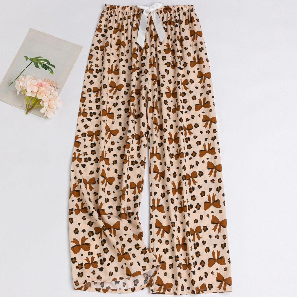 Women's Floral Cotton Silk Pajama Pants, Mosquito Repellent, Outdoor & Home Wear, Plus Size, Lightweight Summer Style.