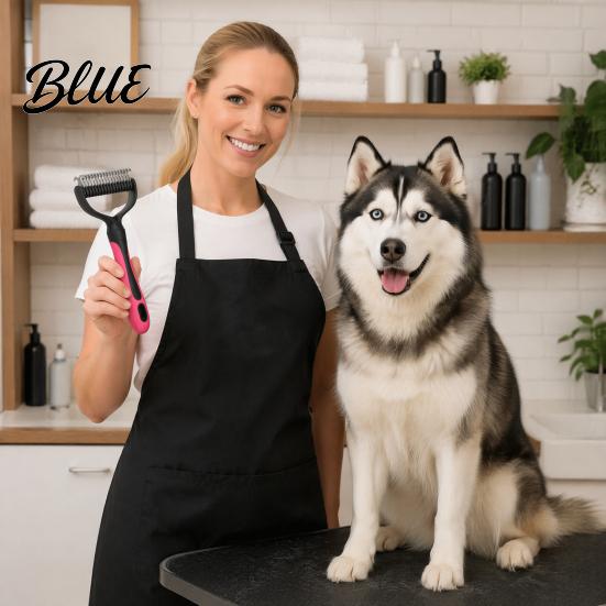 Dematting Comb for Dogs And Cats Double-Sided Pet Grooming Brush Stainless Steel Cat Undercoat Rake with Dog Brush Thick Fur Non-Slip Handle