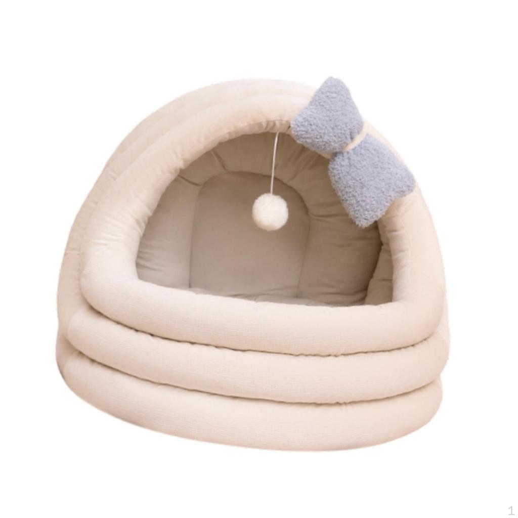 Cat Bed for Winter, Enclosed Nest with Play Ball and Butterfly, Non-Slip Design Small Medium