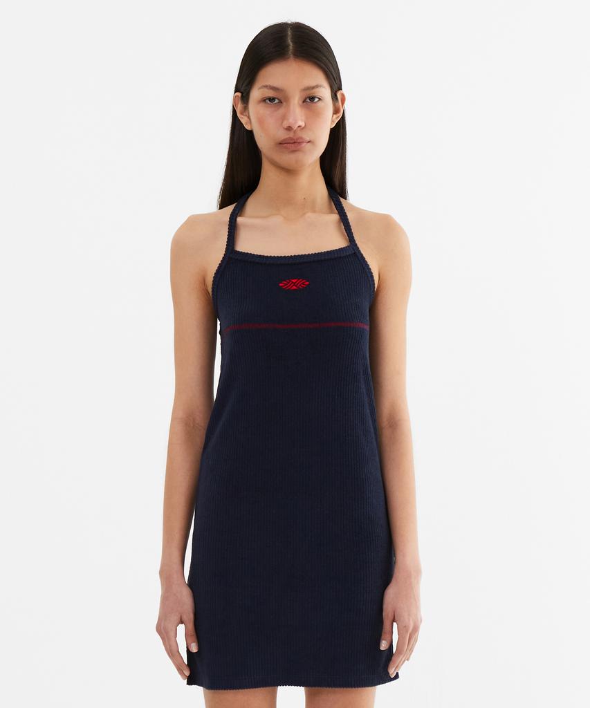 Minasu Slim Fit Halter Neck Terry Onepiece_Navy
