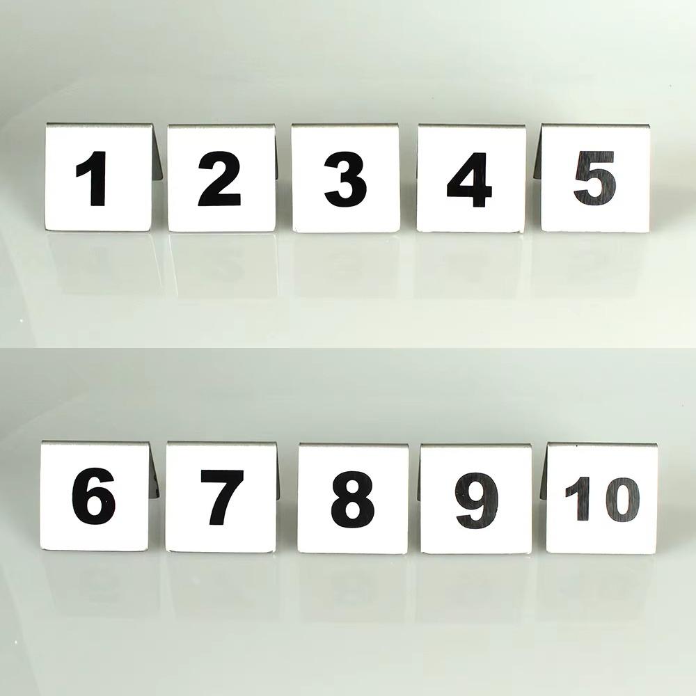 

10Pcs/Set Stainless Steel Table Number Plate Double Sided Numbered 1 Through 20 Digital Card Plate Restaurant Hotel Desk Number