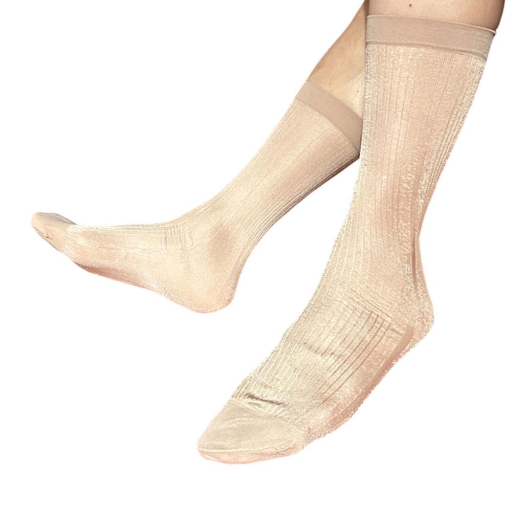 Men's Dress Socks Casual Business Socks Nylon Silk Socks Comfortable Breathable Ankle Socks Lightweight Crew Socks