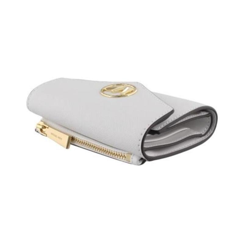 Michael Kors Brand Logo Snap Closure Leather Wallet Women's Optical White