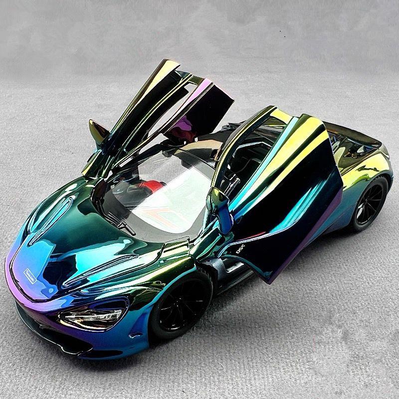 Гальванизированная версия 1/24 McLaren 720S Сплавная модель спортивного автомобиля Литой металл Гоночный автомобиль для трека Модель автомобиля Звук и свет Детская игрушка Подарок