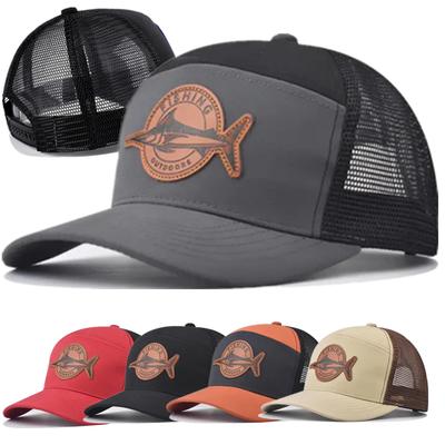 Hot Sale Unisex Seven-Panel Style Trucker Hat Adjustable Baseball Cap Shark Pattern Patch Fishing Hat