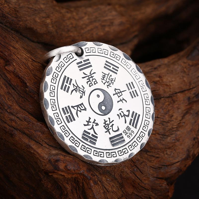 

Necklace Retro Mountain Ghost Money Qiankun Bagua Round Tag Men and Women Tag Gift Pendant 50CM(Necklace Size)
