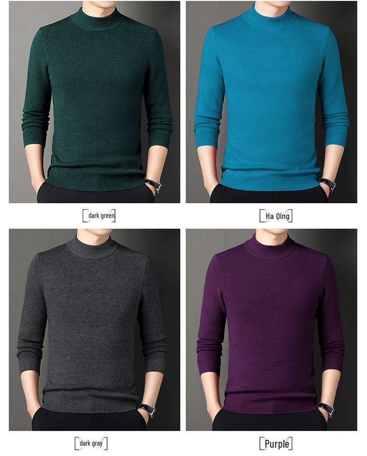 Men's Winter Velvet Pullover Sweater - Anti-Cold, Thick, Half-High Collar, Luxurious, Warm to -15°C