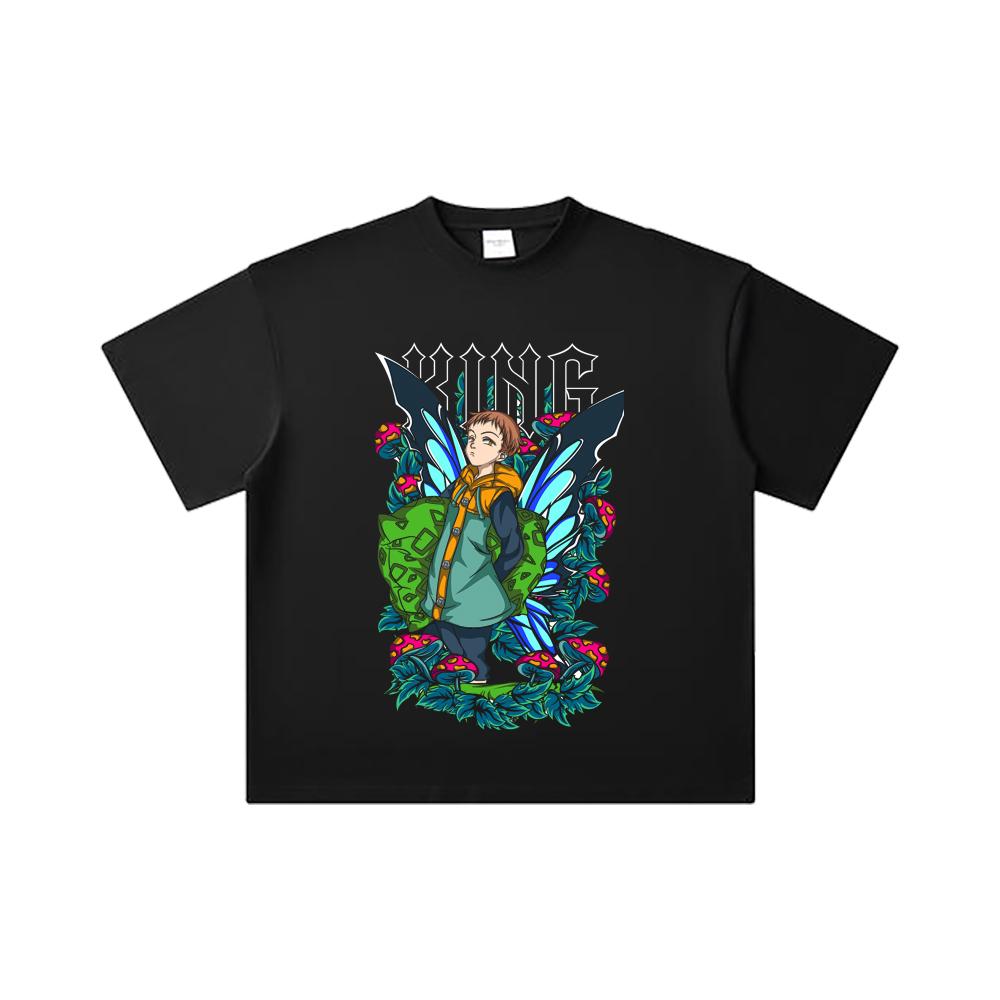 260 GSM Double Yarn 32 Count 100% Cotton Seven Deadly Sins V6 King Print Unisex Heavy Cotton T Shirt