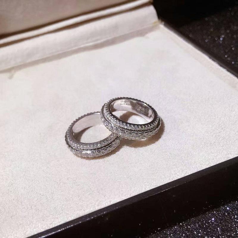 Multi Layer Full Ring Full Diamond Row Diamond European American and Korean Shiny Square Diamond Three Row Diamond Inlay Simulated Diamond Ring
