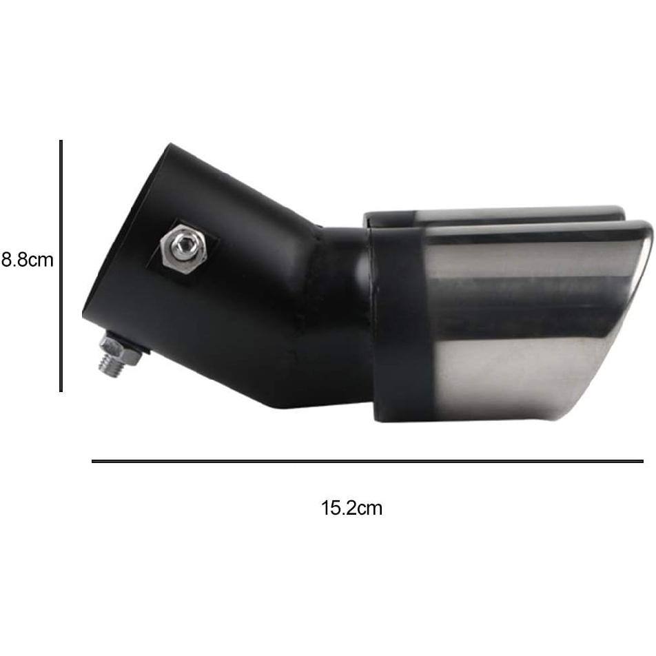 Car Stainless Steel Dual Exhaust Pipe Tail Muffler Tip Pipe Diameter 1.5" to 2" Curved Type TailPipe Muffler Modification