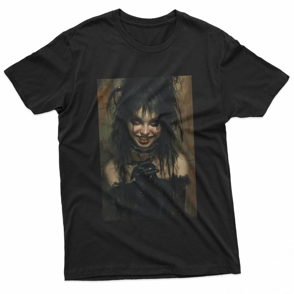 Emo Gothic Teen Girl Dark Portrait With Fangs And Romantic Atmosphere T-Shirt