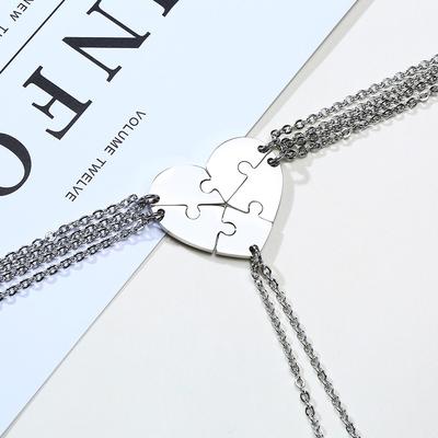 5 Peças/Conjunto Colares Personalizados com Nome de BFF Família para Mulheres Aço Inoxidável Pingente de Coração de Amor Quebra-cabeça Presentes de Amizade Joias