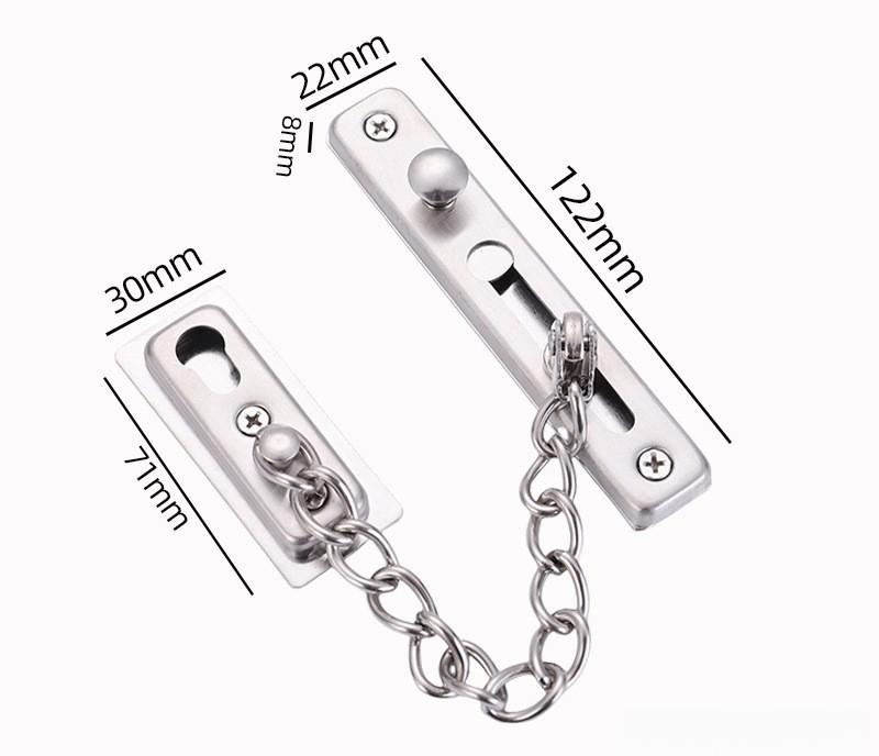 No Drill Stainless Steel Security Door Chain Push Button Lock Latch Anti-Theft Door Guard for Home Hotel Use