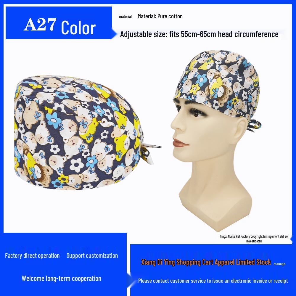 Pure Cotton Printed Surgical Cap for Nurses and Doctors