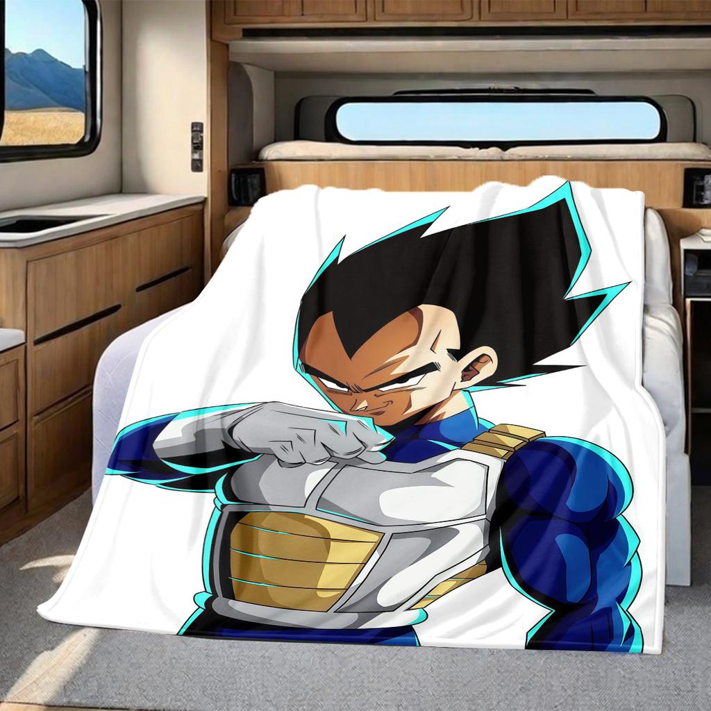 1PC Vegito Print Flannel Blanket, High quality All Seasons, Home Decor, Warmth and Comfort, Perfect for Christmas Gifts