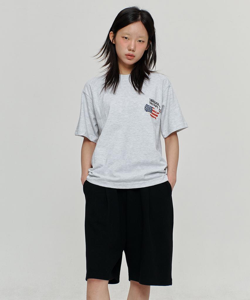 PAPERBOY [Set] Usa Vintage Short Sleeve Half Pants Set-White