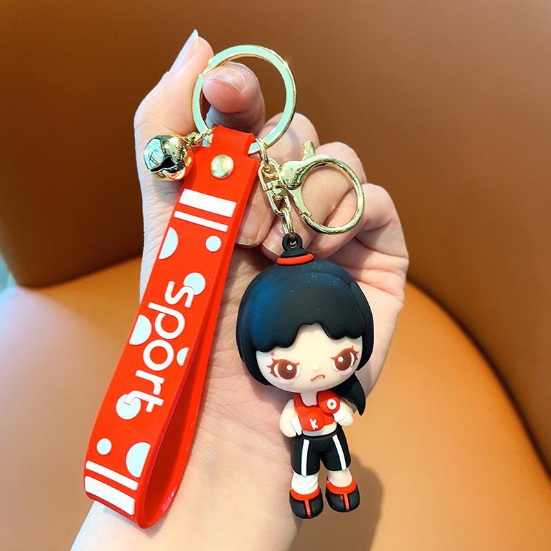 

Sweet Sporty Girl Keychain Pvc Anime Figurine Stylish Bag Charm Car Key Ring For Parties And Gifts Boxer