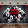 2D flat banner - Bloody handprint birthday balloons Gothic horror durable polyester banner for Halloween