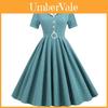 Vintage Plaid Dress With Suit Collar And Belt For Retro Style Women