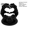 Hand Heart Gesture Sculpture 3D Printed Shape Skeleton Ornament, Gothic Rose Skull Statue Niche Style Art Gifts for Home Decor, Unique Dark
