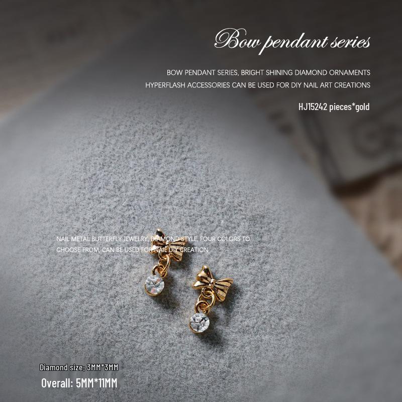 

2 шт. украшений для нейл-арта: Металлический бант и восьмиугольные подвески со стразами
