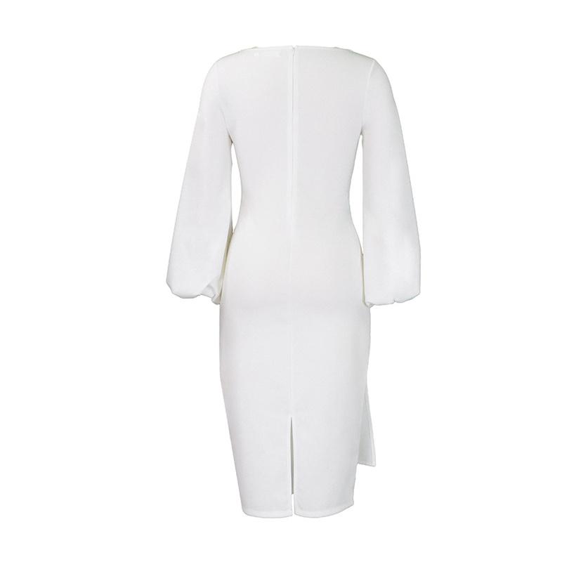 Sheath Business Women's Clothing Ol Temperament Size Dress Plus Solid Color