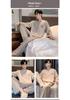 Men's Solid Color Round Neck Pajama Set - Long Sleeves & Pants, Fashionable & Versatile Homewear