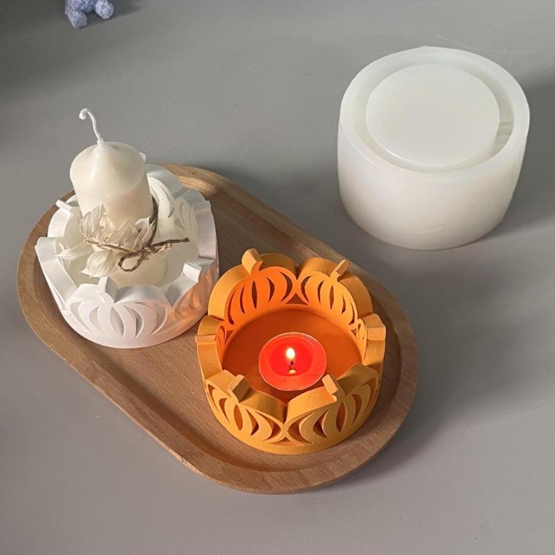 Hollowed Pumpkins Silicone Candle Mold For Making Candle Halloween Decoration Easy Demolding Silicone Candlestick Mold