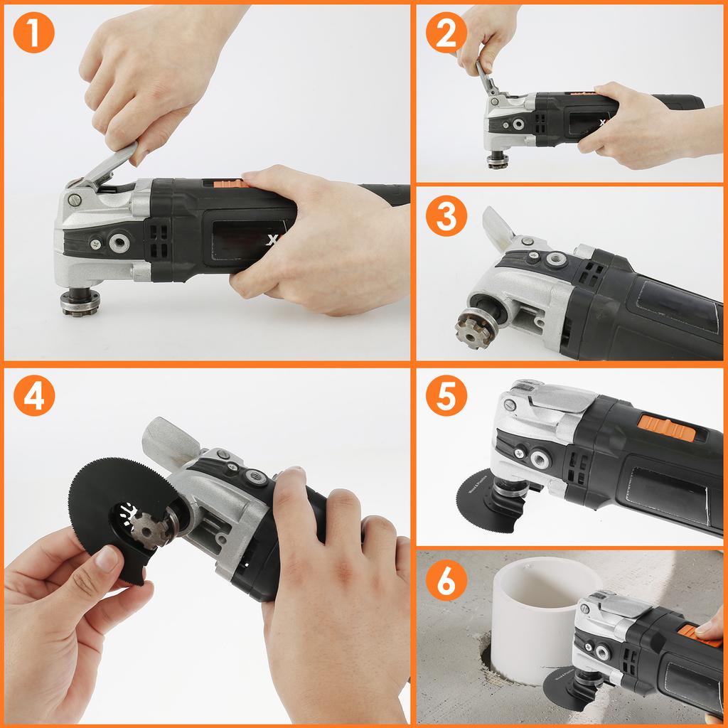 5/6Pcs Oscillating Saw Blades 3-1/2inch Semicircular Saw Blade Bimetal Multitool Blades Flush Cut Oscillating Saw Blades Cutting