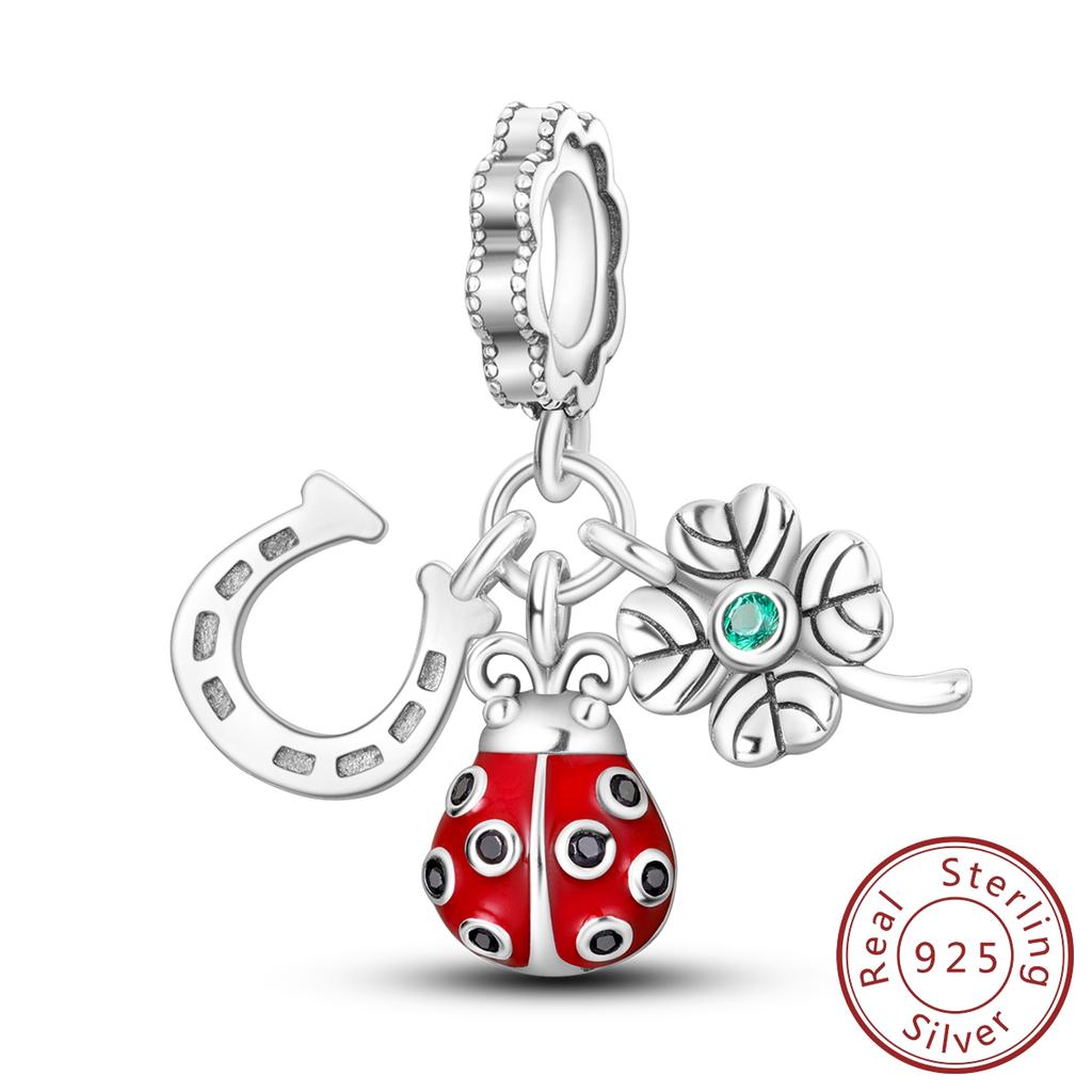 Copper Sunflower Ladybird Charms Fit Original Charm Beads Bracelets Pendant Dangle Diy Jewelry Women Gift