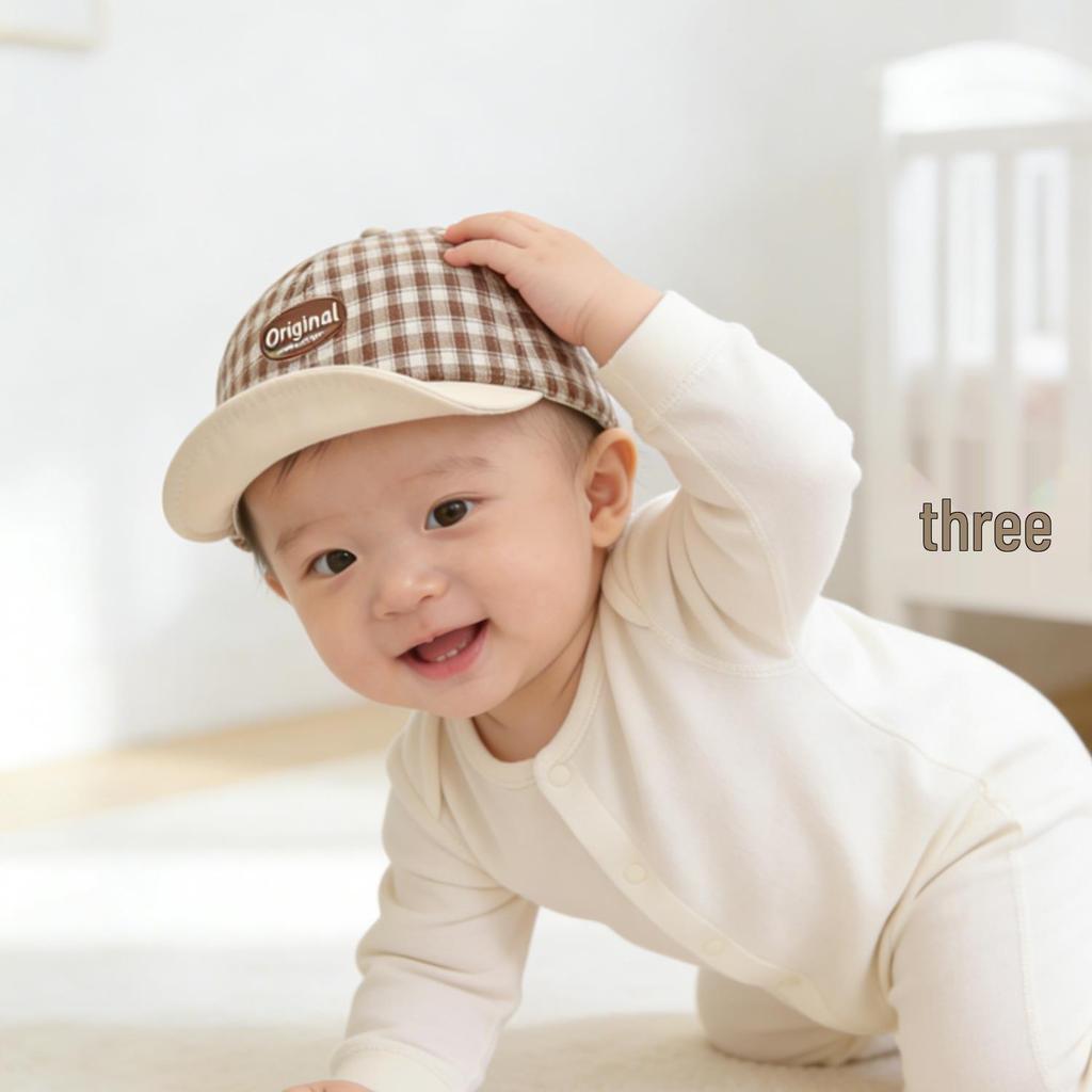 Plaid Unisex Infant Duckbill Baseball Cap - Soft Brim Baby Sun Hat for Spring and Autumn