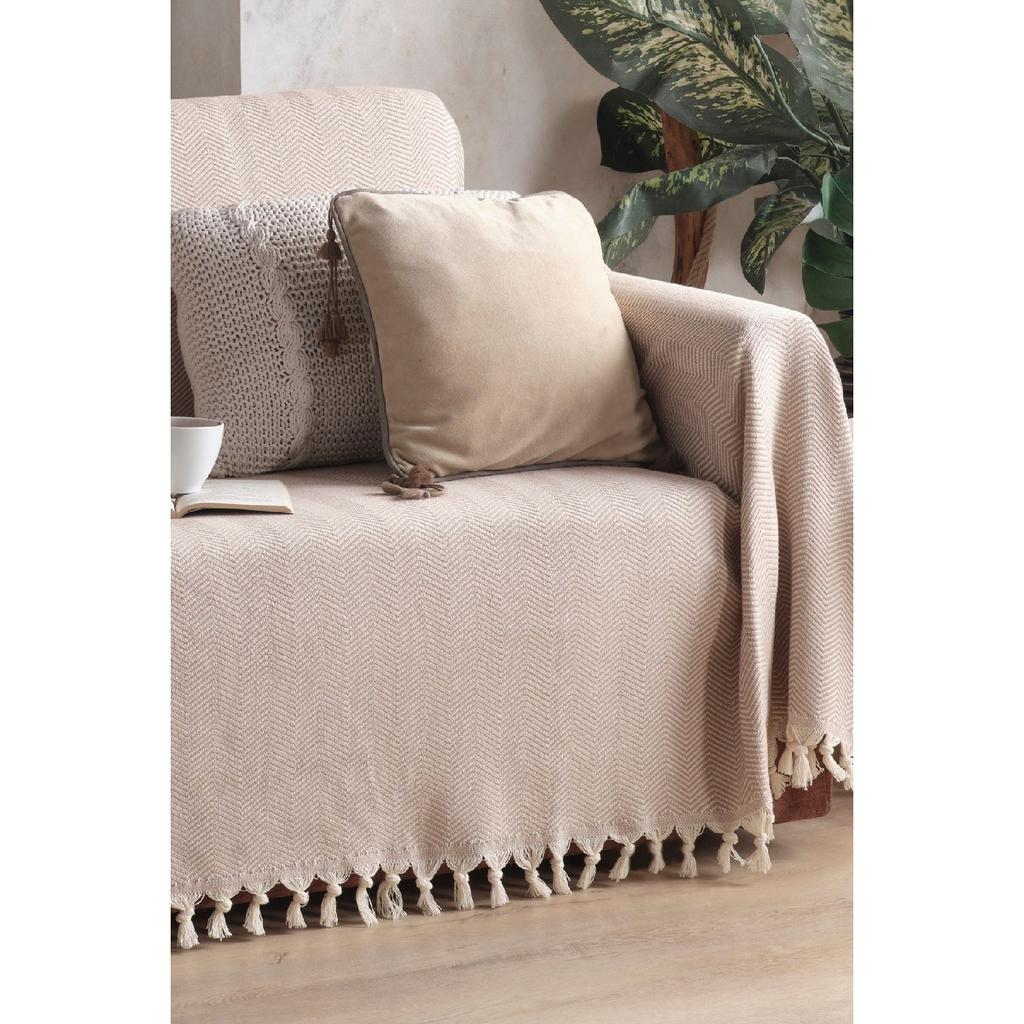 Natural Sofa Cover Ecru Covering The Arms 180x300