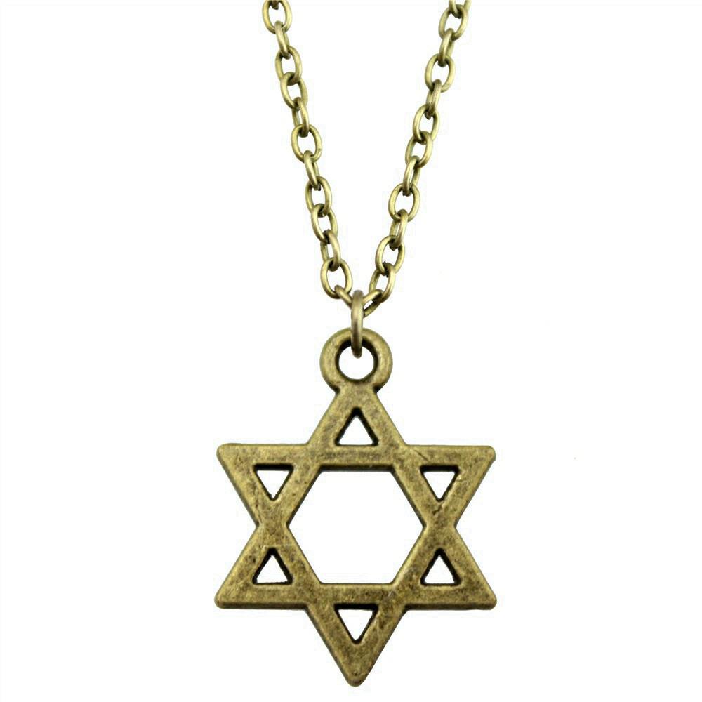 Collana Ciondolo Nodo Celtico Triquetra Stella di Davide Pendente Gioielli Vintage Boho Catena 43cm