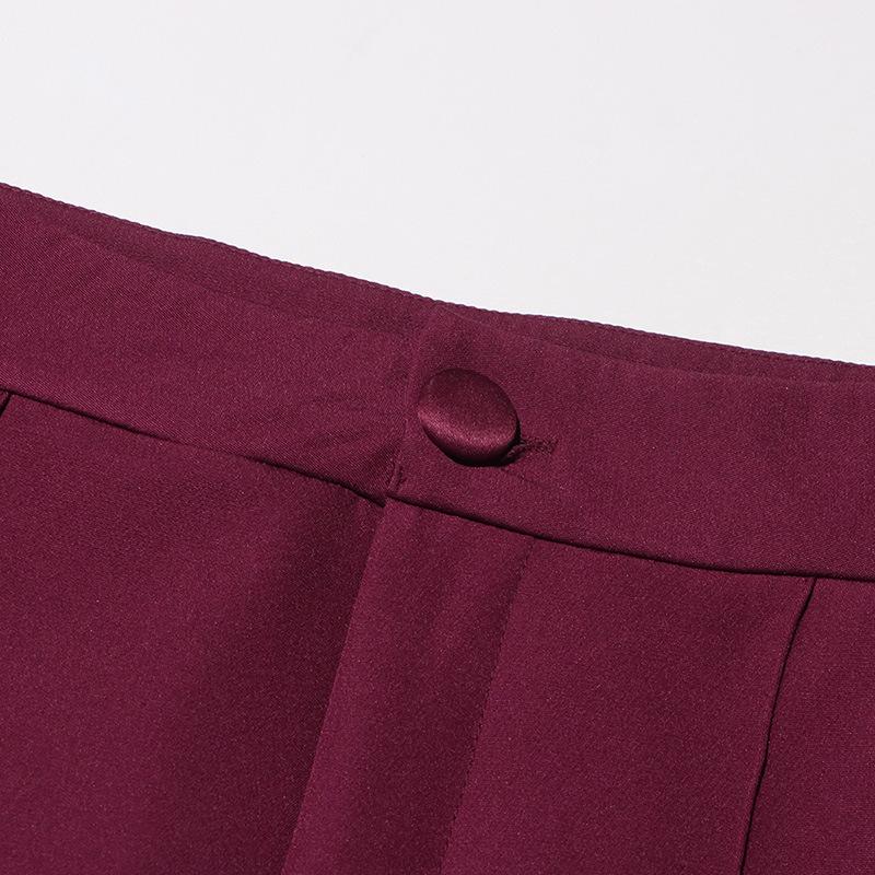 2025 Summer Women's Lapel Long-Sleeve Casual Two-Piece Suit: Solid Color Jacket & Straight Pants
