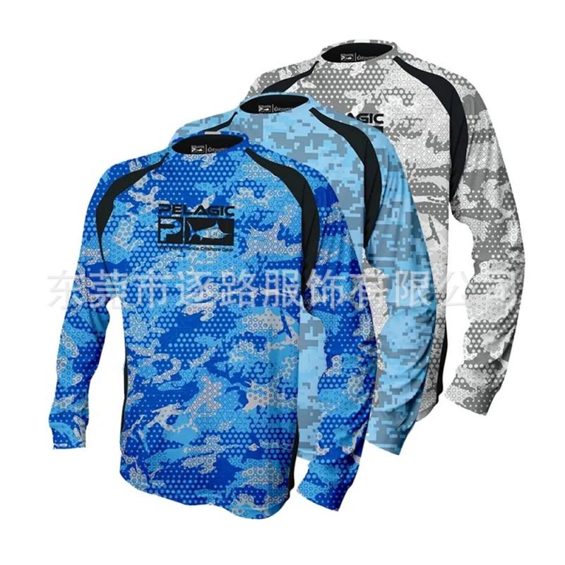 Long Sleeve Fishing Shirt Men UV Protection Breathable Quick Dry Outdoor T-Shirt
