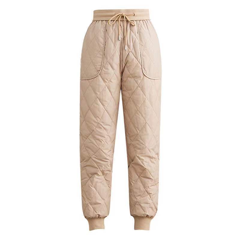 Women's High Waisted Autumn and Winter Thickened Warm Down Cotton Pants
