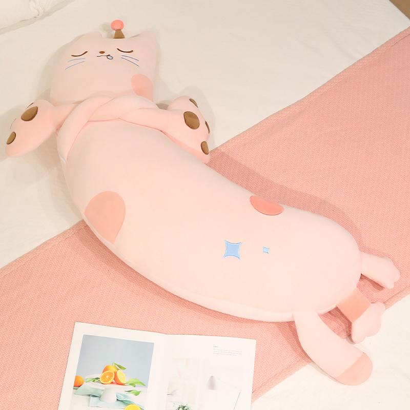100/130 Cm Large Snuggling Cat Snuggly Dolls Filled Warm Breathable Sleepy Kitten Toss Throw Pillow Room Display Sweet Little Ones Keepsake