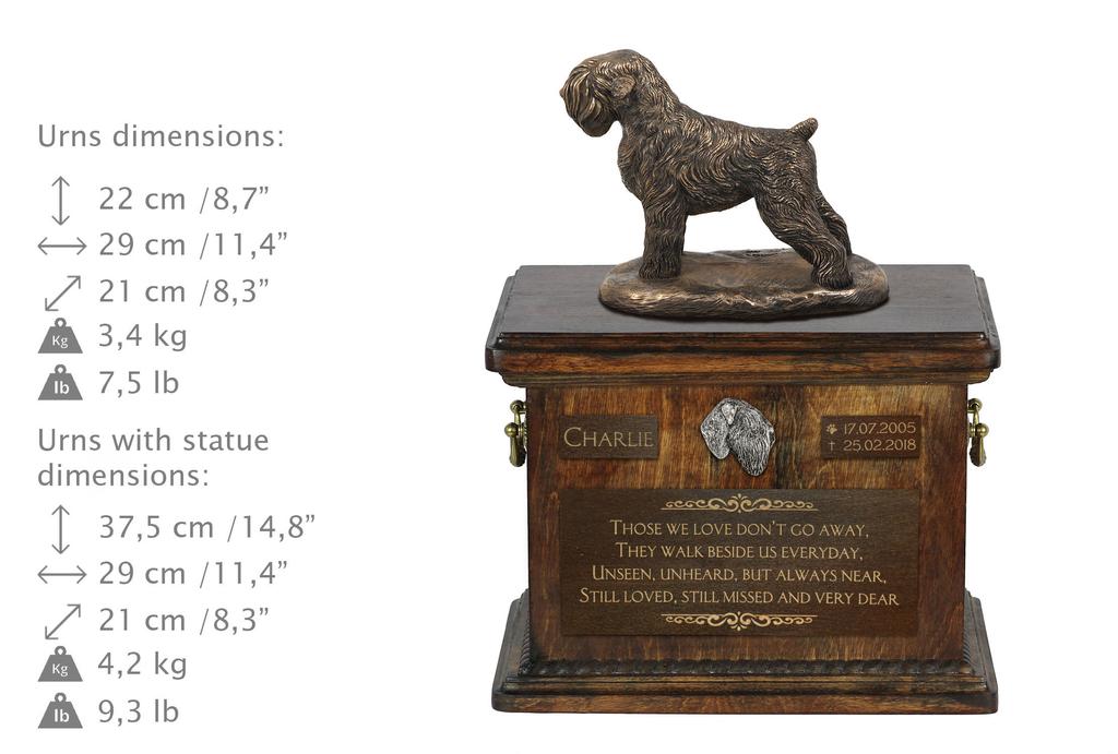 Siyah Rus Teriyeri, Chornyi Terrier - köpek külleri için küllük, biblolu küllük, Art-Dog markasından kişiselleştirilmiş köpek külleri için küllük